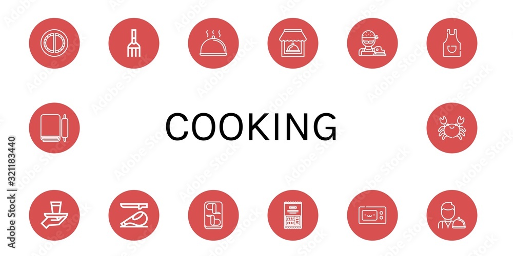 cooking simple icons set cooking simple icons set