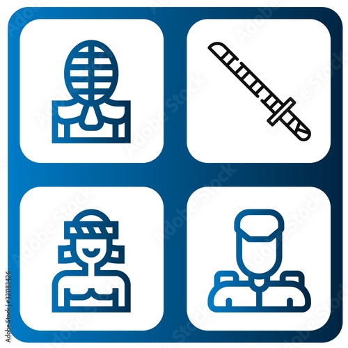 fighter simple icons set