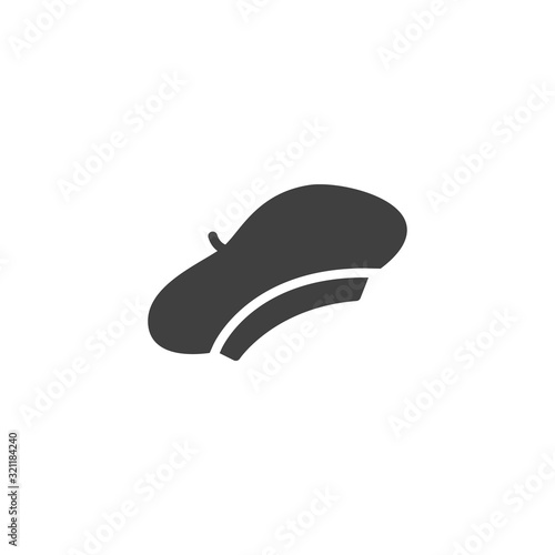 Women's headwear beret vector icon. filled flat sign for mobile concept and web design. Beret cap, hat glyph icon. Symbol, logo illustration. Vector graphics