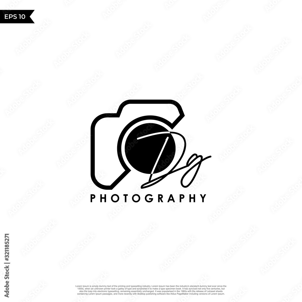 Initial Letter DG with camera. Logo photography simple luxury vector. Initial Letter DG with camera. Logo photography simple luxury vector.