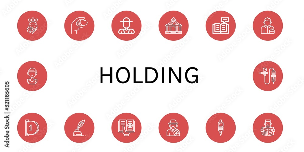 Set of holding icons Set of holding icons