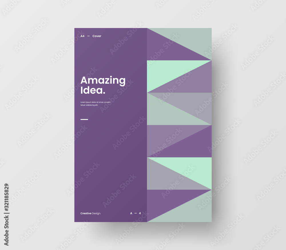 Amazing business presentation vector A4 vertical orientation front page mock up. Modern corporate report cover abstract geometric illustration design layout. Company identity brochure template.