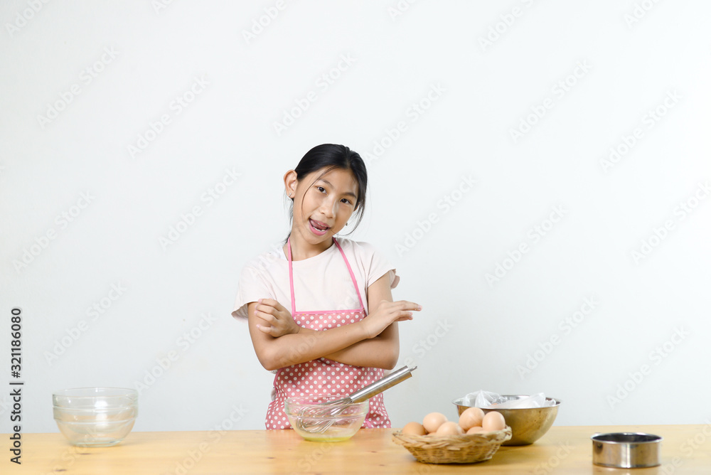 Asian girl preparing for making bread or pizza, lifestyle concept. Asian girl preparing for making bread or pizza, lifestyle concept.