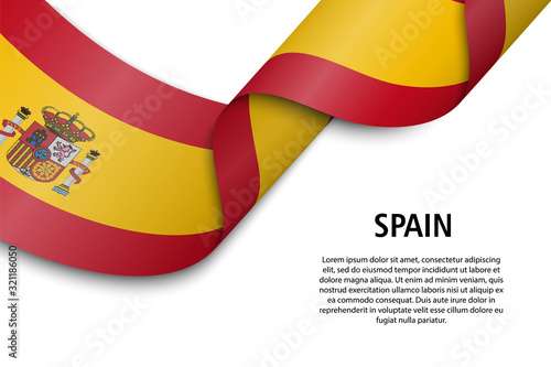 Waving ribbon or banner with flag Spain