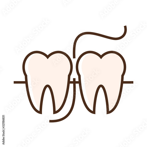 Color icon dental floss and teeth