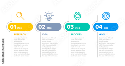 Infographic design with icons and 4 options or steps. Thin line vector. Infographics business concept. Can be used for info graphics, flow charts, presentations, web sites, banners, printed materials.