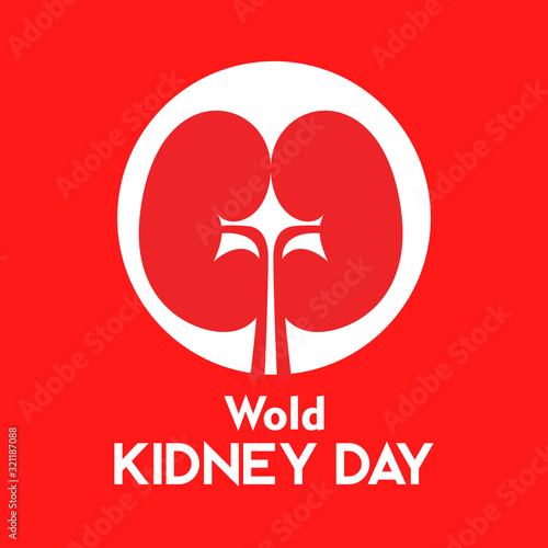 simple wold kidney day. kidneys in the red circle with text vector illustration