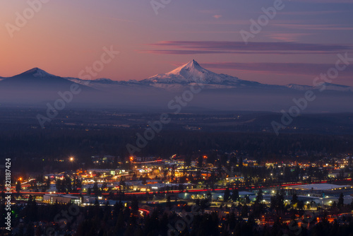 City Lights and Mountain - Bend Oregon © Riley Smith Photos