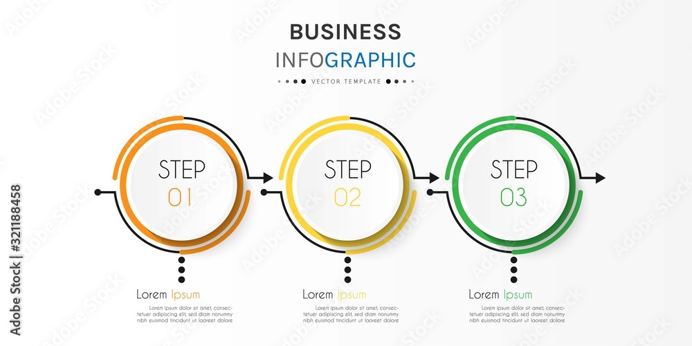 Business infographic element with 3 options, steps, number vector template design Business infographic element with 3 options, steps, number vector template design