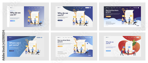 Set of managers developing financial report. Flat vector illustrations of people achieving formal agreement. Finance, cooperation, economy concept for banner, website design or landing web page