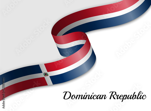 waving ribbon flag Dominican Republic