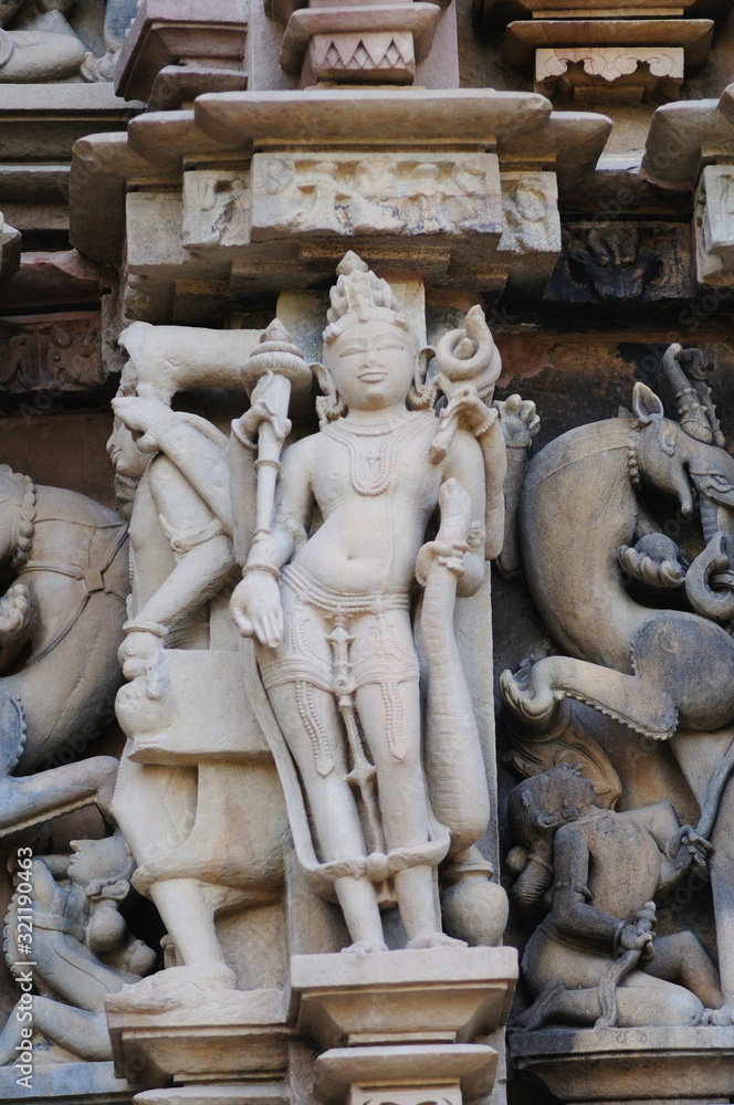 Sculptures on Devi Jagdambi Outer wall, Khajuraho, Madhya Pradesh, India