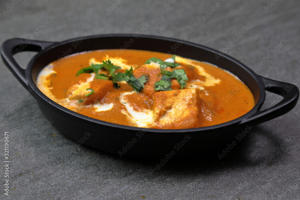 Paneer Butter Masala , a rich and creamy Indian dish made of Paneer or Tofu in tomato and cream gravy. Paneer Butter Masala , a rich and creamy Indian dish made of Paneer or Tofu in tomato and cream gravy.