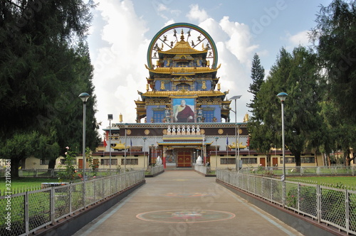 Golden temple monastery, tibetian village: Bylakuppe. Mysore district, Karnataka, India.  photo