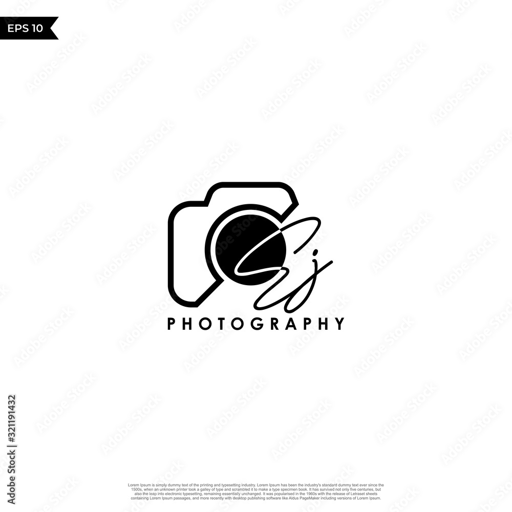Initial Letter EJ with camera. Logo photography simple luxury vector. Initial Letter EJ with camera. Logo photography simple luxury vector.
