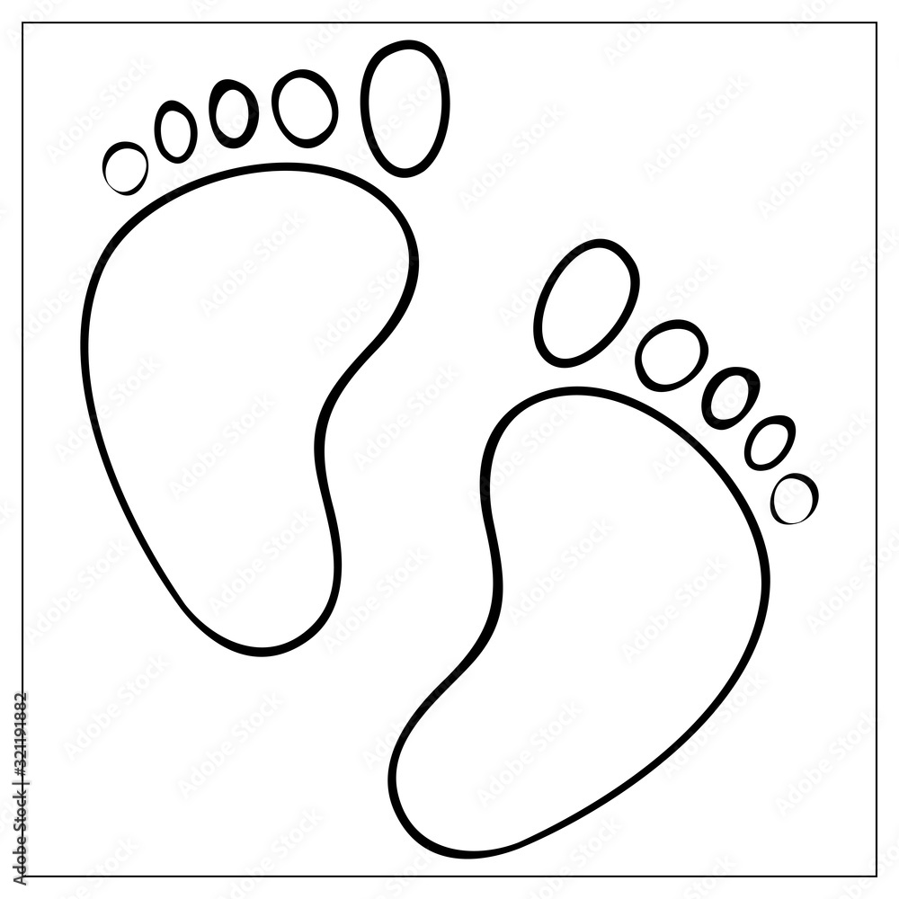 Obraz premium Footprint vector icon isolated on white background. Foot print icon.