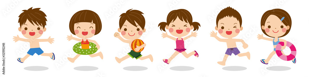 水着姿で元気に走るかわいい子供達のイラスト 夏のイメージ Stock Vector Adobe Stock 水着姿で元気に走るかわいい子供達のイラスト 夏のイメージ Stock Vector Adobe Stock