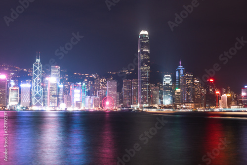 Night view from Victoria harbour waterfront, Hong Kong © sidoy