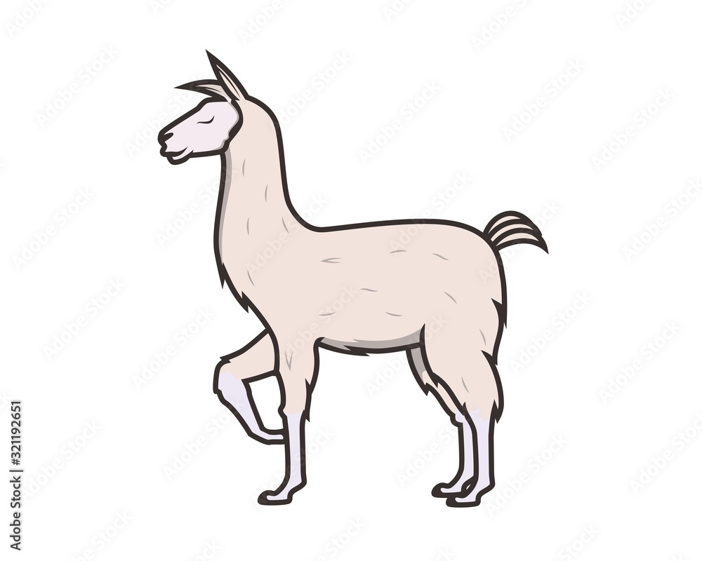 Detailed Llama with Standing Gesture Illustration