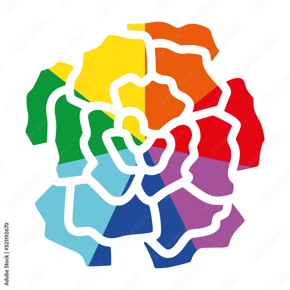 Rainbow Ray Flower Carnation Flat Vector Icon for Printing Anticlockwise D Rainbow Ray Flower Carnation Flat Vector Icon for Printing Anticlockwise D