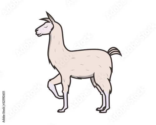 Detailed Llama with Standing Gesture Illustration