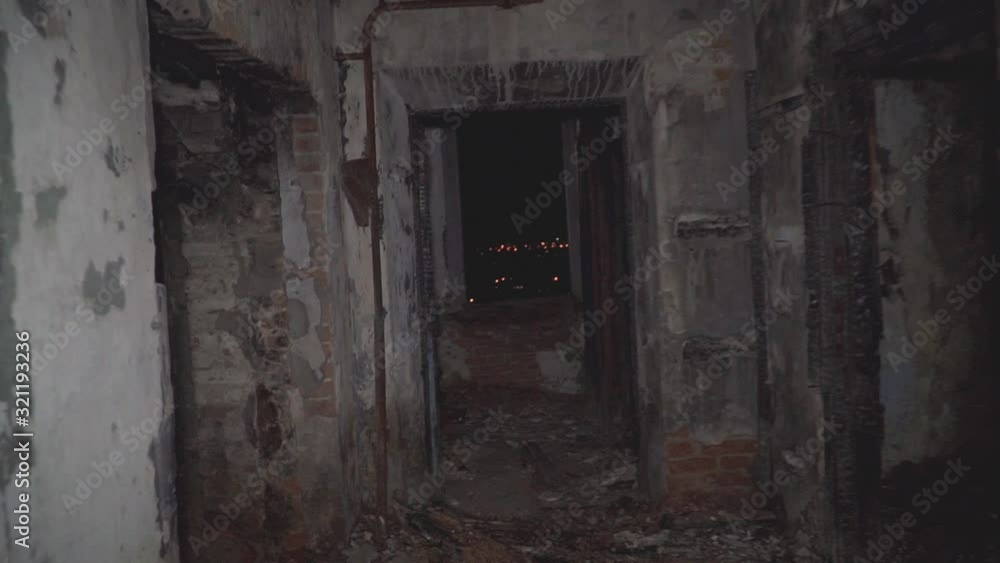 old abandoned building from the inside, video contains noise old abandoned building from the inside, video contains noise