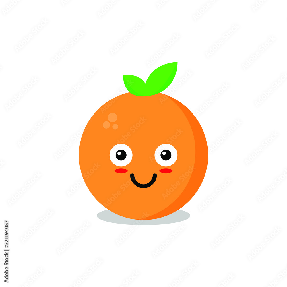 Happy cute smiling orange. Vector flat cartoon character illustration icon.Isolated on white background. Cute orange character concept. EPS10 Happy cute smiling orange. Vector flat cartoon character illustration icon.Isolated on white background. Cute orange character concept. EPS10