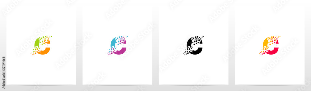 Fototapeta premium Eroded Particle On Letter Logo Design C