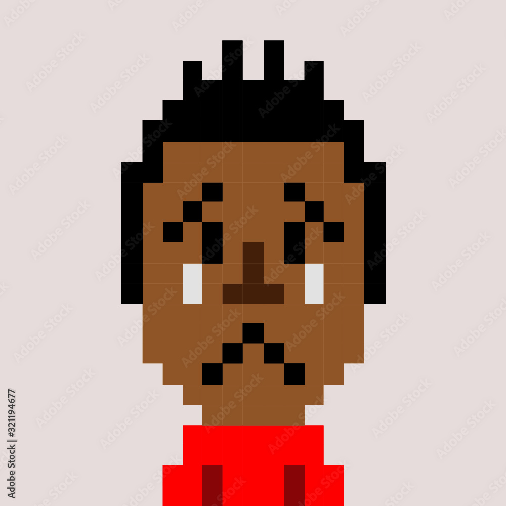 Red shirt man cry emoticon pixel-art character Red shirt man cry emoticon pixel-art character