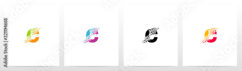 Eroded Particle On Letter Logo Design C