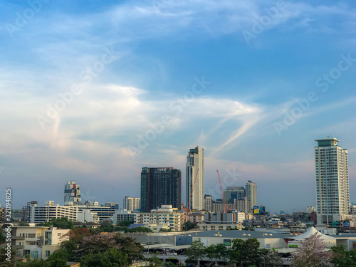  Bangkok City panorama scape in area on the right of imagehigh buildings downtown