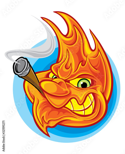 Flame smoking a cigar