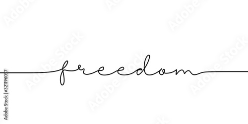 Fototapeta Continuous line drawing freedom text