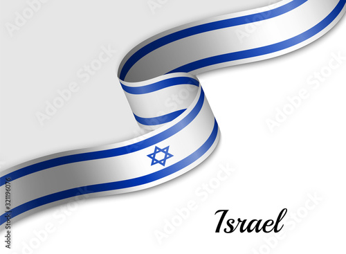 waving ribbon flag Israel