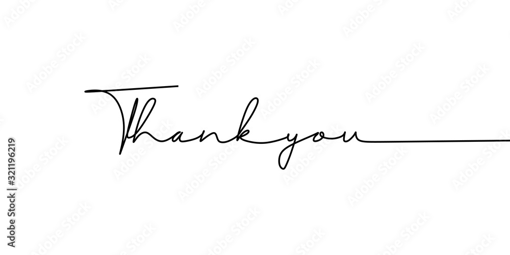 thank you text one line drawing continuous style. Vector illustration ...