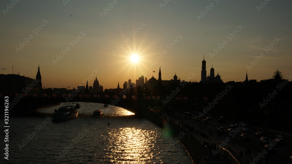 view of Moscow at sunset