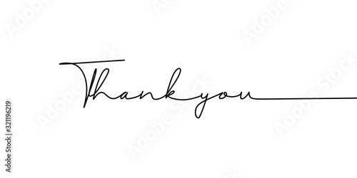 thank you text one line drawing continuous style. Vector illustration typography lettering word or phrase. Minimalist design for banner, poster, and card.