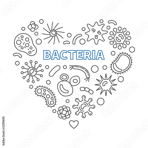 Bacteria vector concept heart minimal illustration in outline style