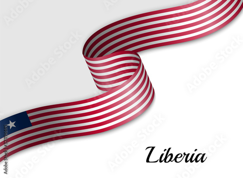 waving ribbon flag Liberia