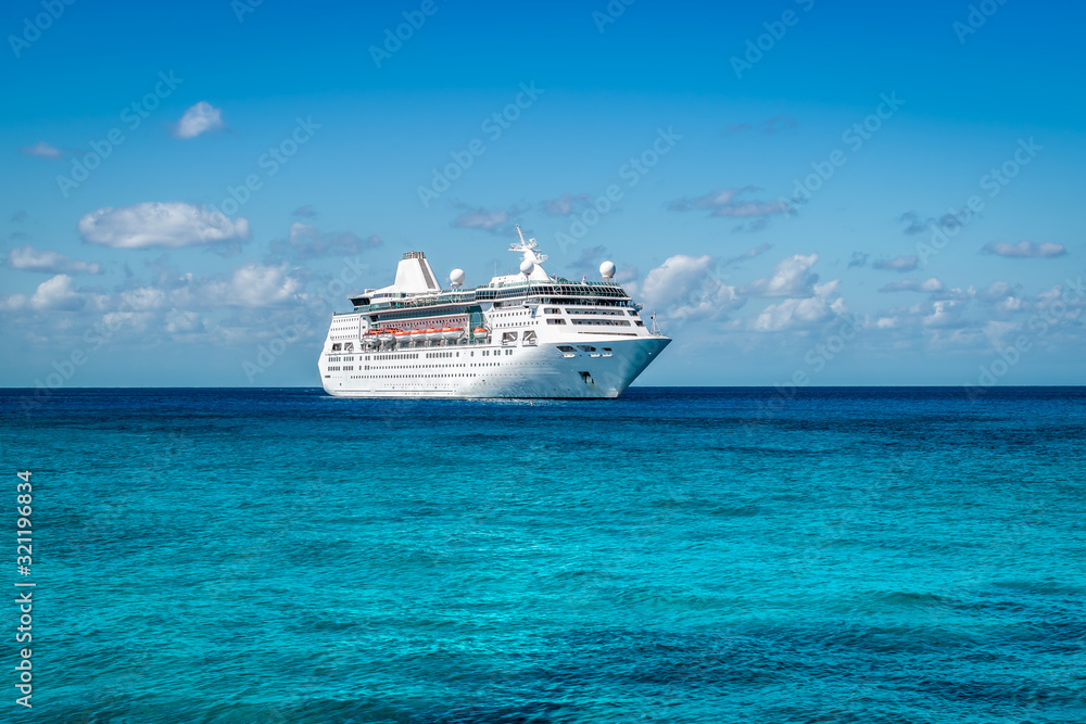 Cruise ship on the sea. Travel and transportation concept.