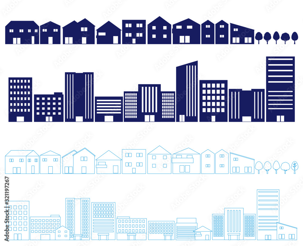 ビル 住宅街 街並み シルエット 線画 イラスト Stock Vektorgrafik Adobe Stock ビル 住宅街 街並み シルエット 線画 イラスト Stock Vektorgrafik Adobe Stock