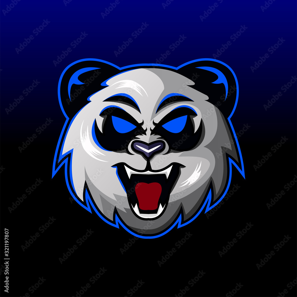 Obraz premium Angry panda head mascot logo