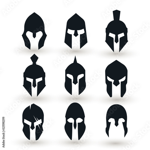 Spartan helmet vector set.