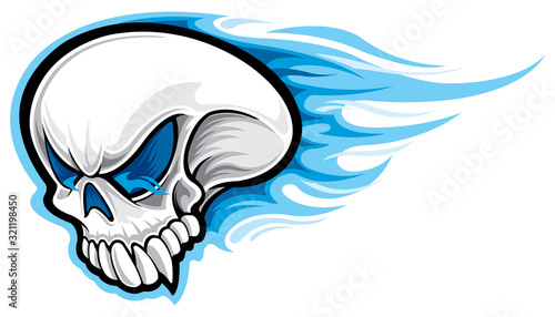 Skull with flames tattoo