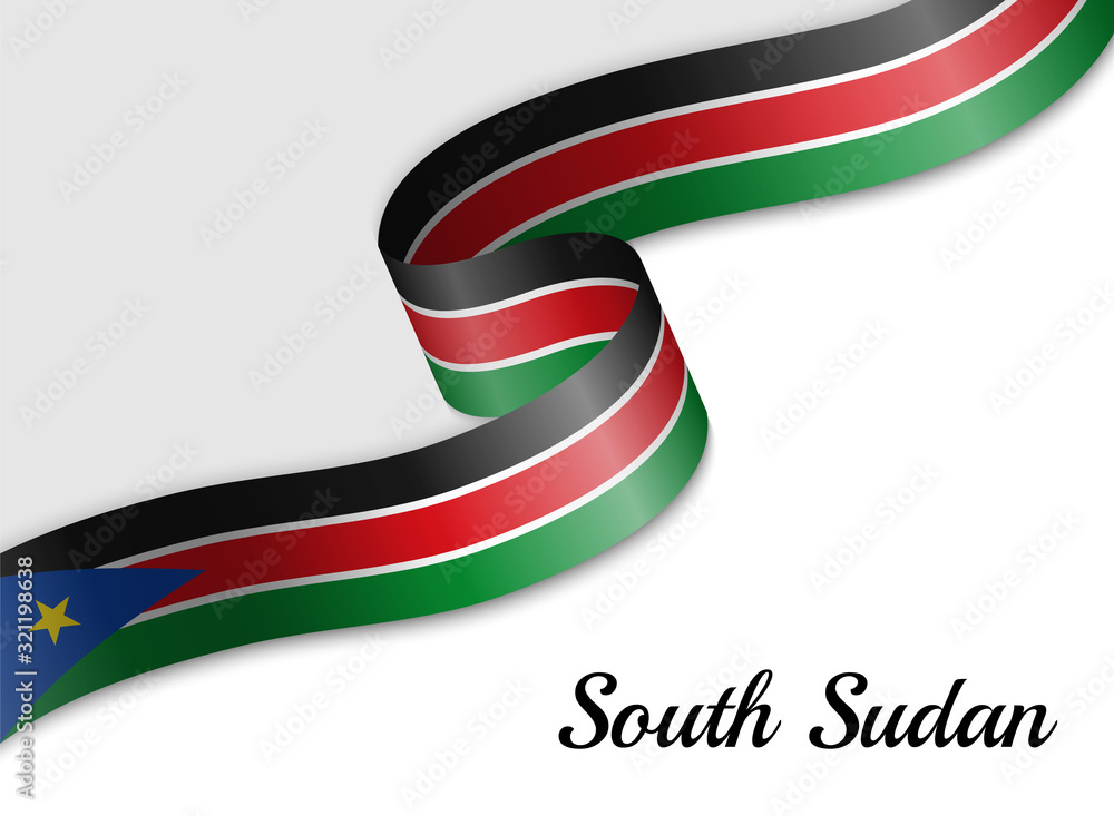 Obraz premium waving ribbon flag South Sudan