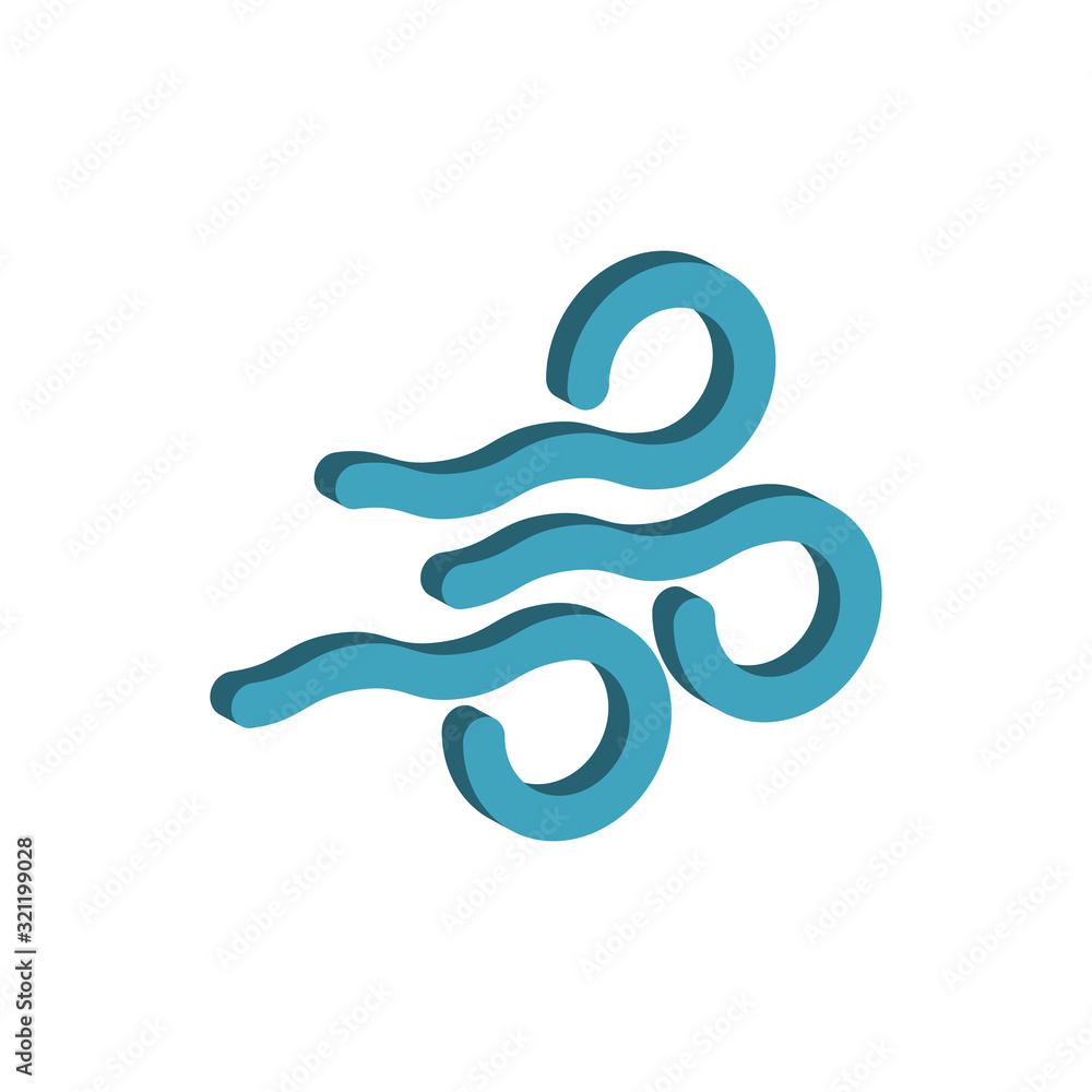 Wind icon.Isometric and 3D view. Wind icon.Isometric and 3D view.