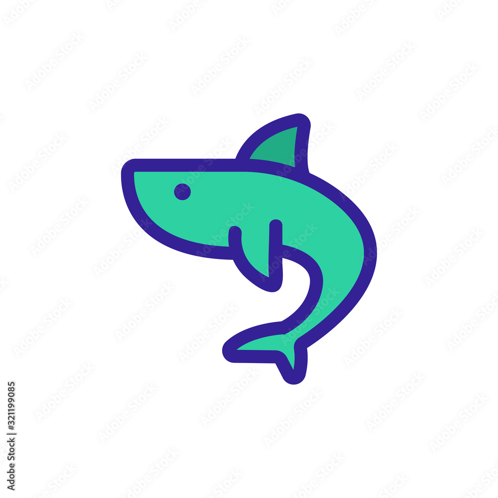 Shark icon vector. Thin line sign. Isolated contour symbol illustration Shark icon vector. Thin line sign. Isolated contour symbol illustration