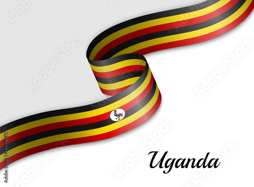 waving ribbon flag Uganda