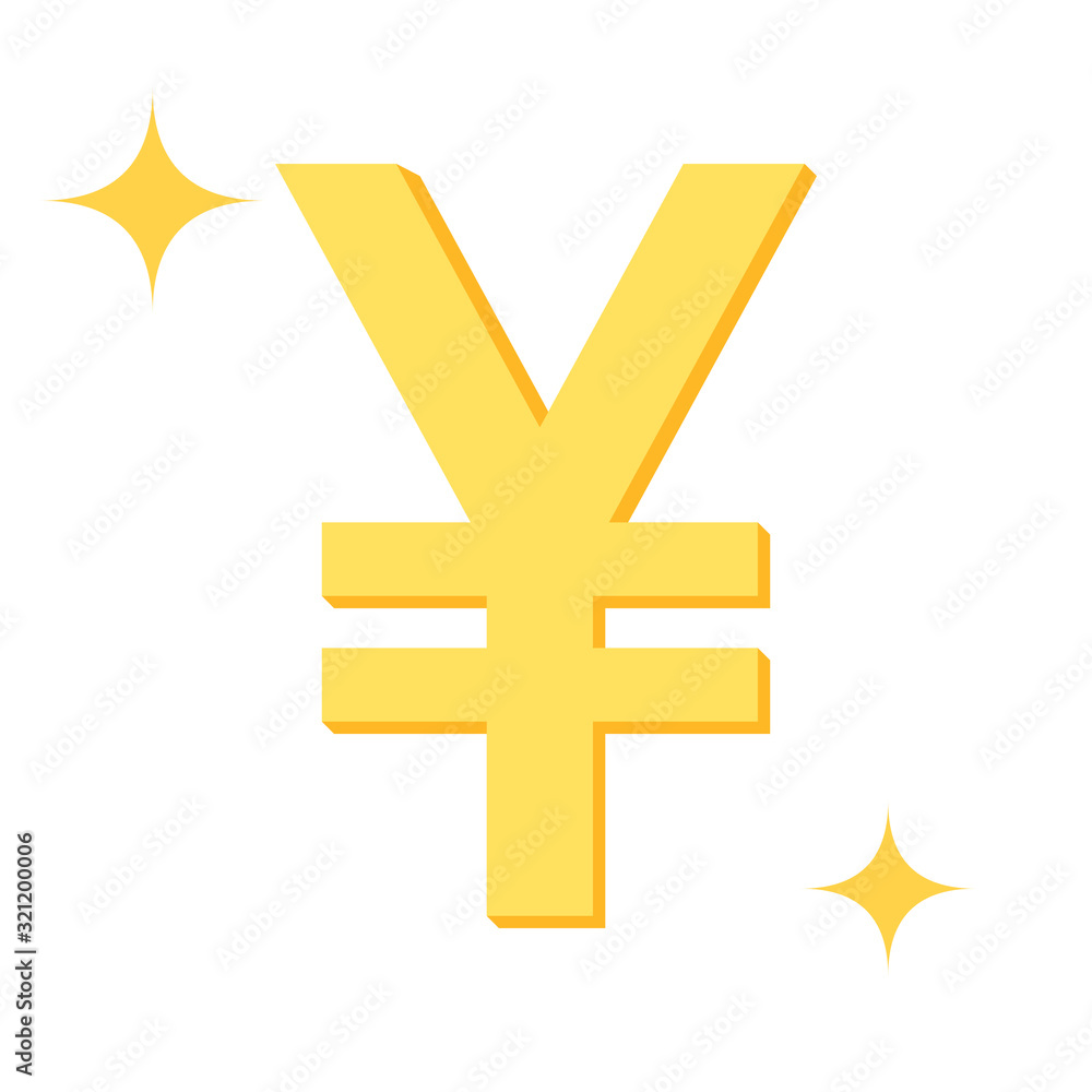 Flat design illustration of gold Japanese yen or Chinese yuan currency sign. Business and finance concept. Flat design illustration of gold Japanese yen or Chinese yuan currency sign. Business and finance concept.