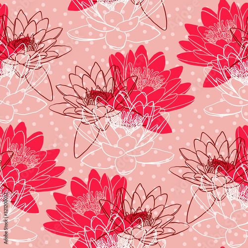 Seamless pattern with water lilies